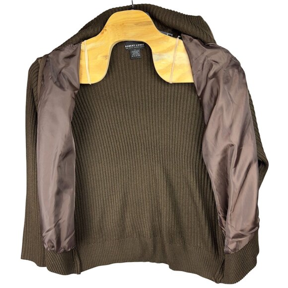 Robert Louis Jacket XL Maroon Ribbed Knit & Suede Style Preppy Full Zip Pockets - Picture 4 of 10